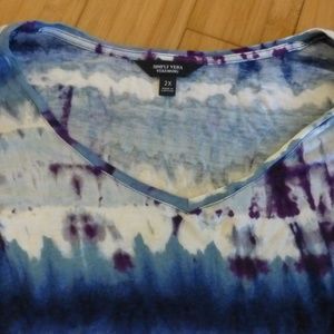 SIMPLY VERA BATIK BLUE TEE SHIRT 2X